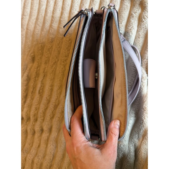 Nine West Handbag Bundle Brown Monogram Satchel & Mauve Pink Crossbody Bag - Picture 11 of 12